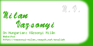 milan vazsonyi business card