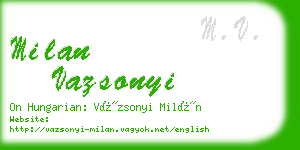 milan vazsonyi business card